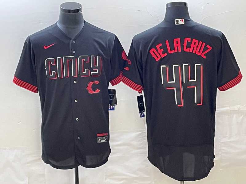 Mens Cincinnati Reds #44 Elly De La Cruz Black 2023 City Connect Cool Base Stitched Jerseys